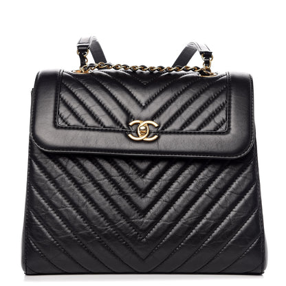 Chanel Aged Calfskin Chevron Quilted Backpack Black 1 of 7