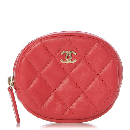 Chanel Lambskin Quilted Zip Around Classic Coin Purse Red 1 of 8