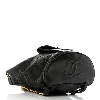 Chanel Lambskin Quilted Drawstring Backpack Black 4 of 11