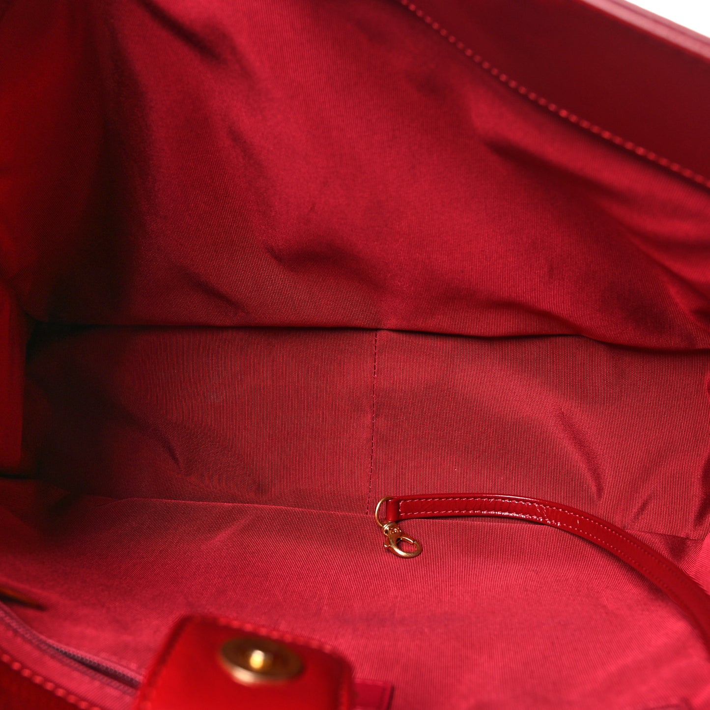 Shiny Aged Calfskin Shopping Bag Red
