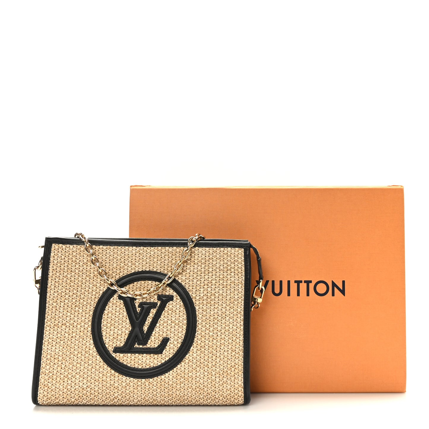 Raffia Calfskin Monogram Giant Pouch