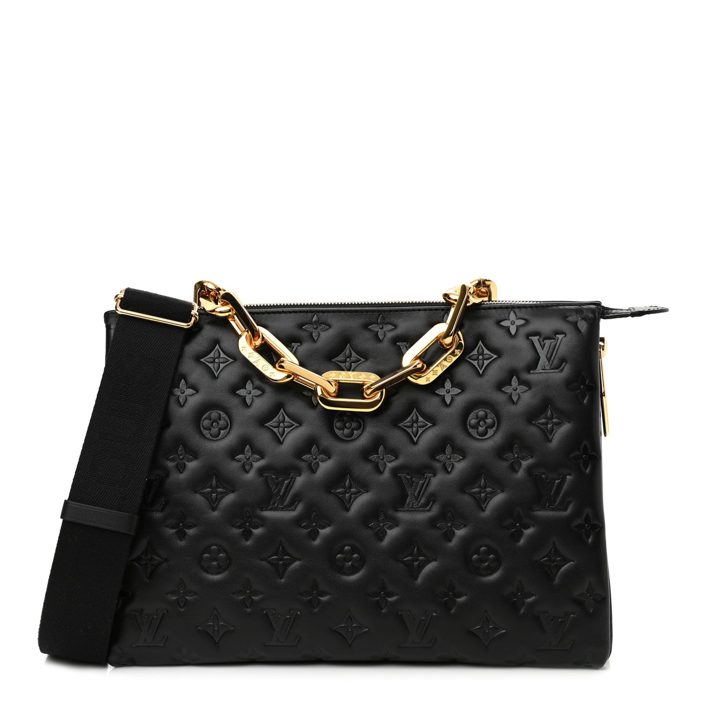 Lambskin Embossed Monogram Coussin MM Black