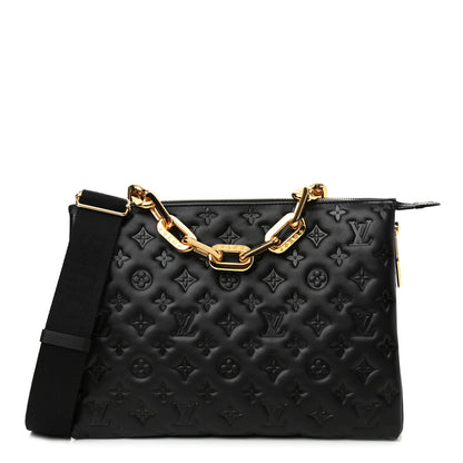 Louis Vuitton Lambskin Embossed Monogram Coussin MM Black 1 of 9