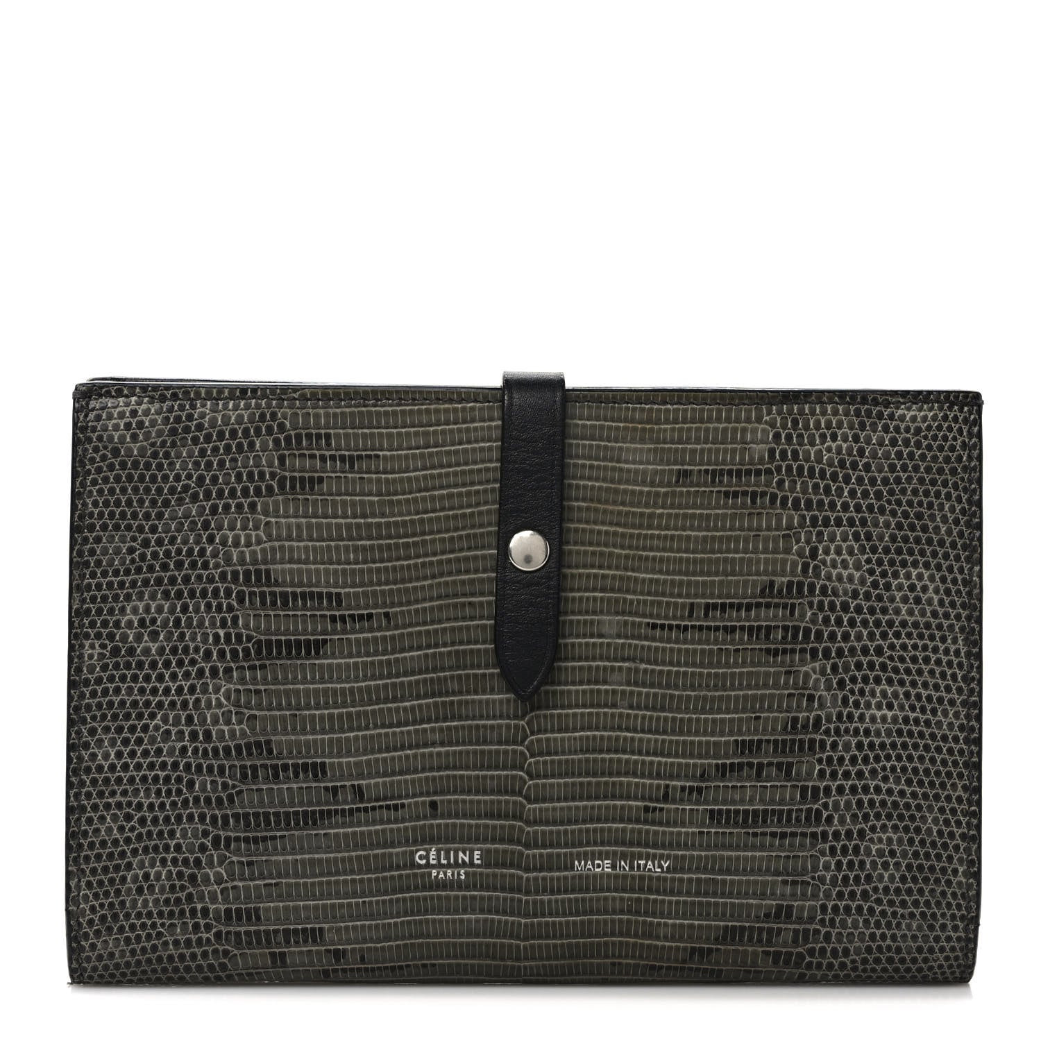 Celine Lizard Calfskin Large Multifunction Strap Wallet Black 1 of 8