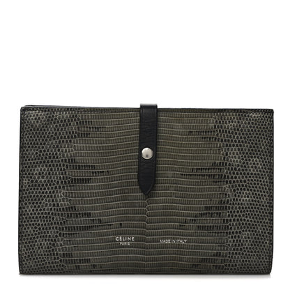 Celine Lizard Calfskin Large Multifunction Strap Wallet Black 1 of 8