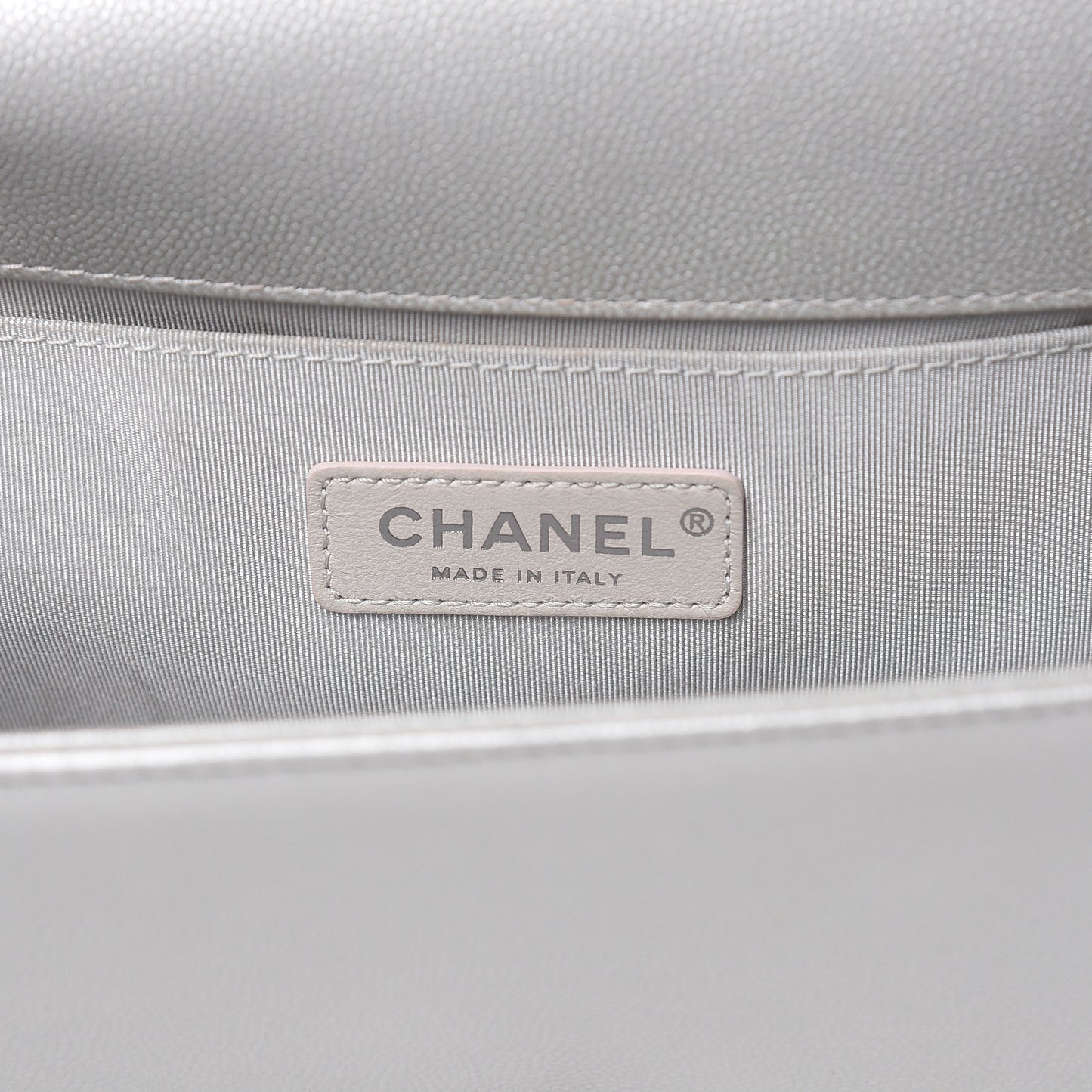 Metallic Caviar Quilted Medium Boy Flap Silver
