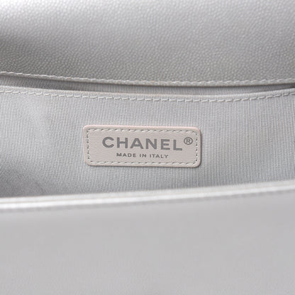 Chanel Metallic Caviar Quilted Medium Boy Flap Silver 6 of 10