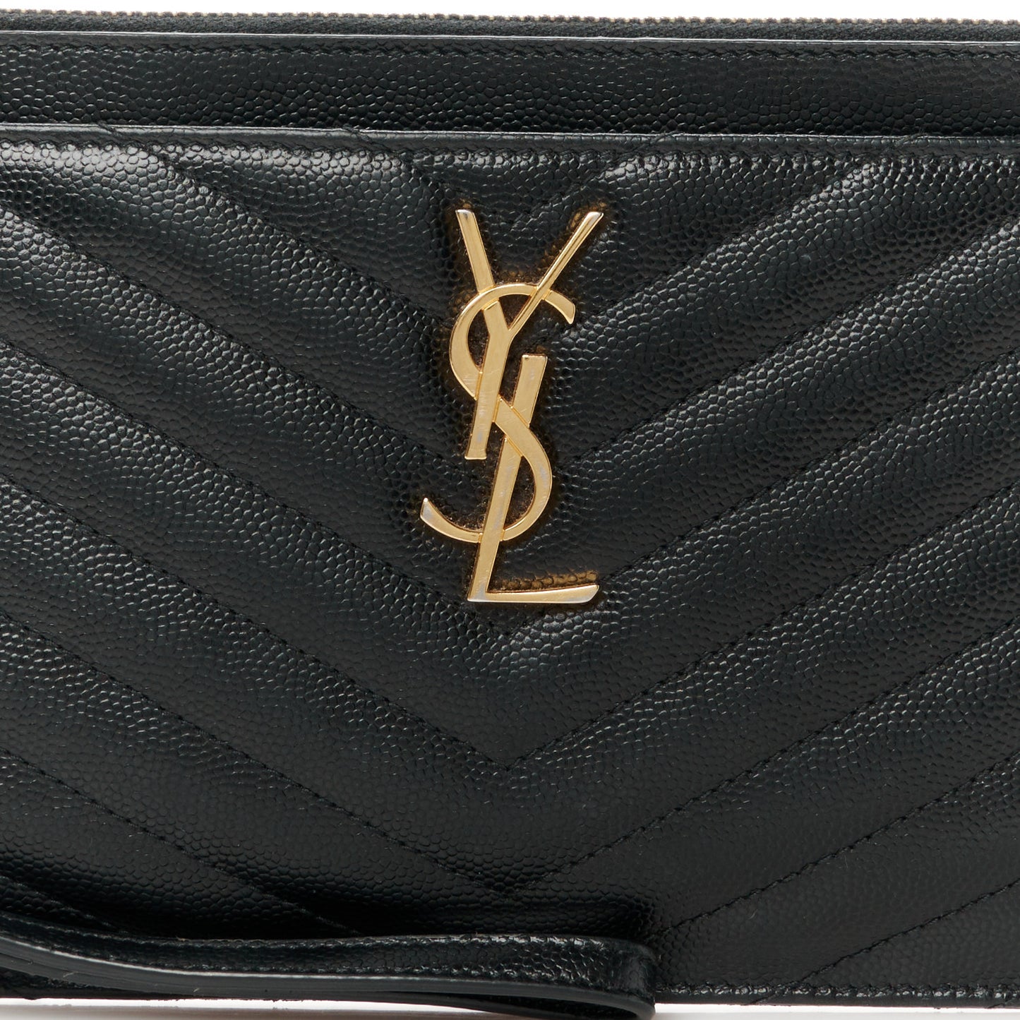 Grain De Poudre Chevron Monogram Large Bill Pouch Black