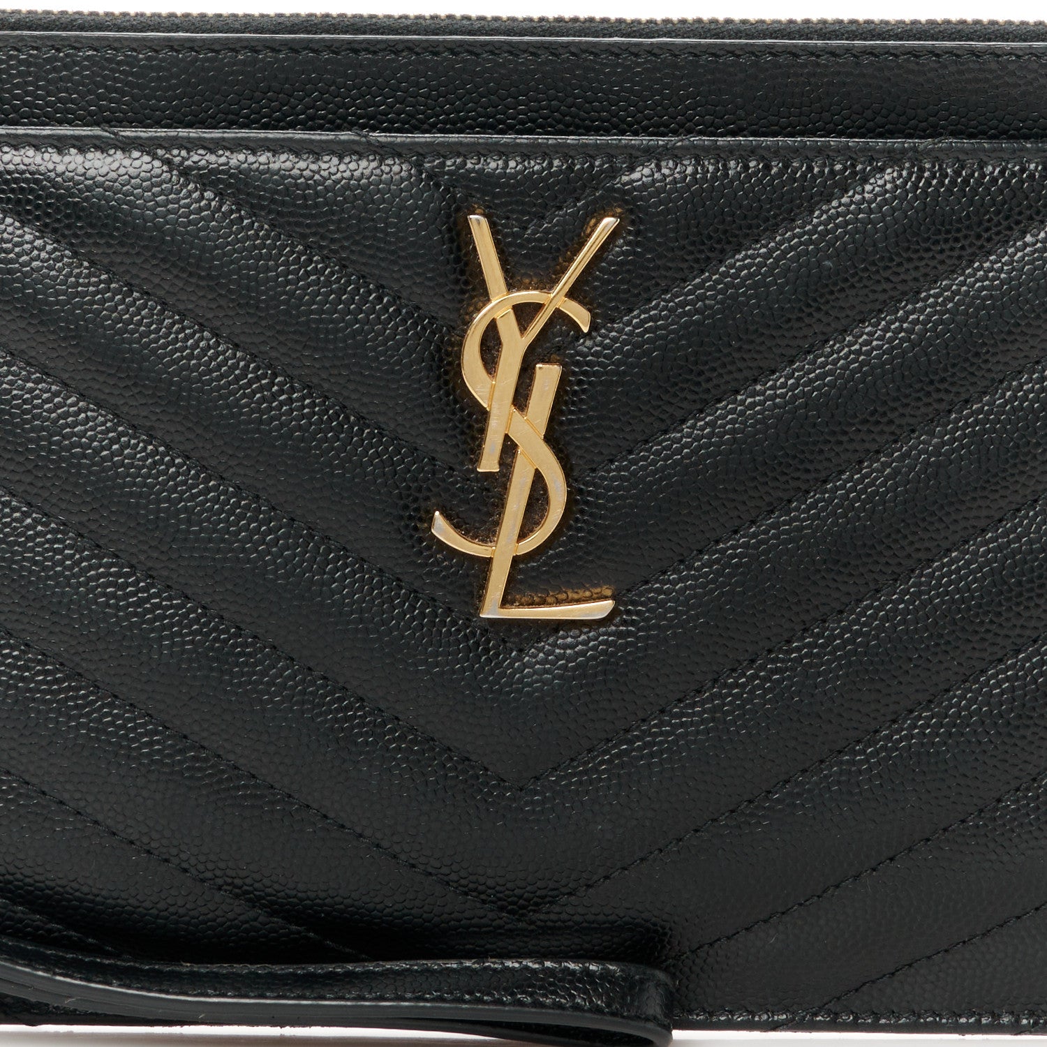 Saint Laurent Grain De Poudre Chevron Monogram Large Bill Pouch Black 10 of 12