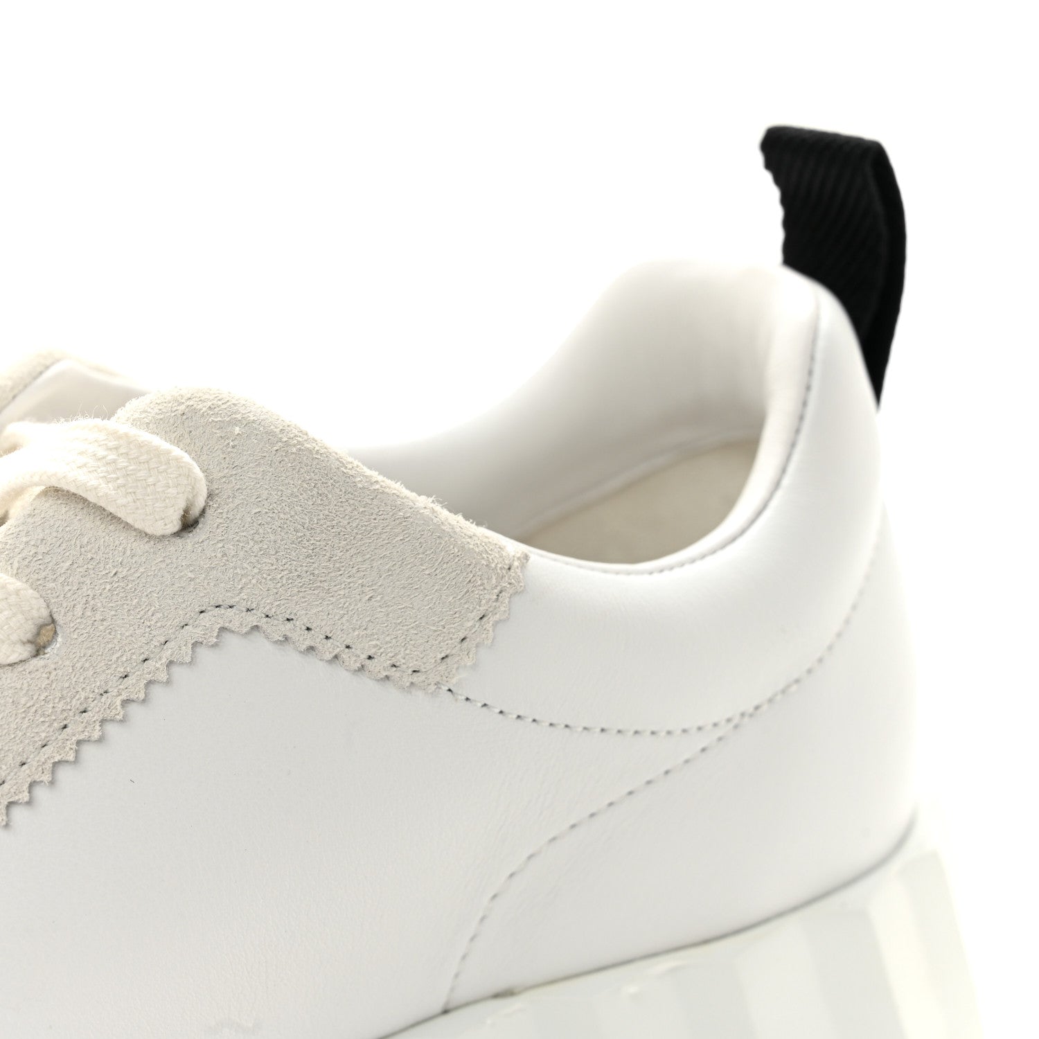 Hermes Calfskin Suede Goatskin Bouncing Sneakers 38 White Black 11 of 12