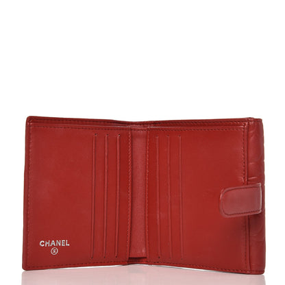 Chanel Lambskin Camellia Embossed French Wallet Dark Red 5 of 9