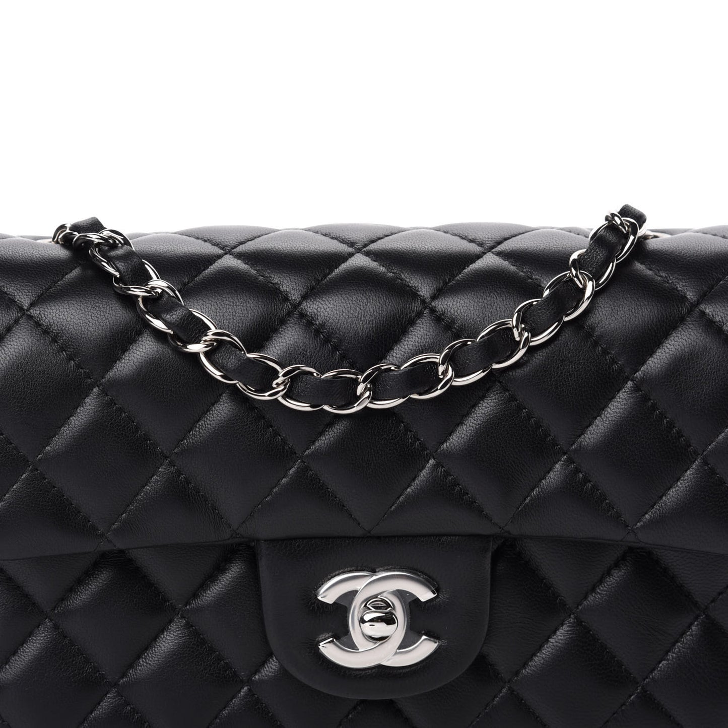 Lambskin Quilted Mini Rectangular Flap Black