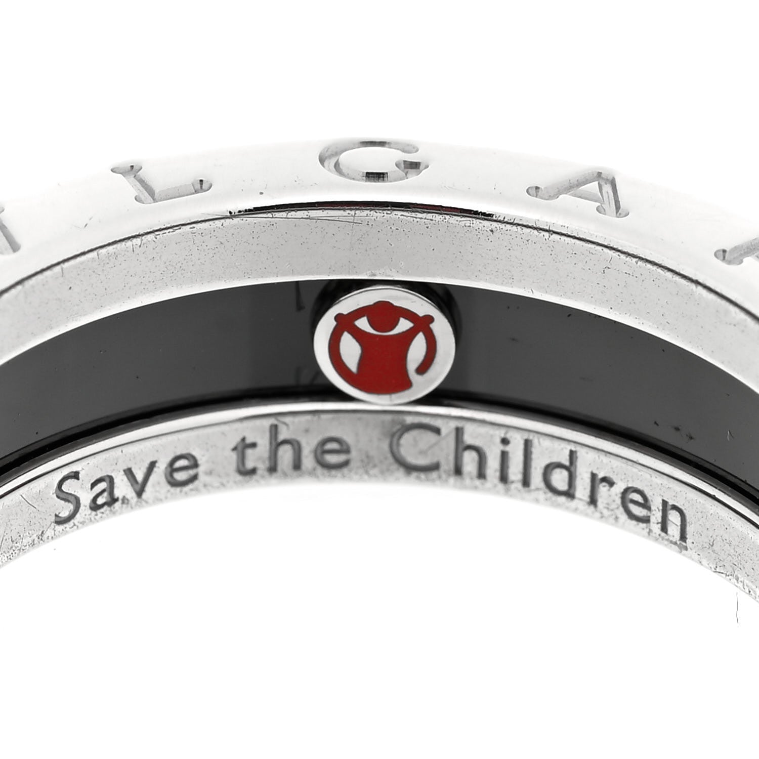 Bulgari Sterling Silver Ceramic Save The Children One-Band Ring 56 7.5 5 of 6