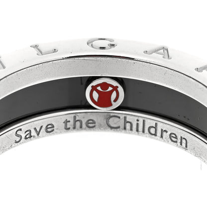 Bulgari Sterling Silver Ceramic Save The Children One-Band Ring 56 7.5 5 of 6