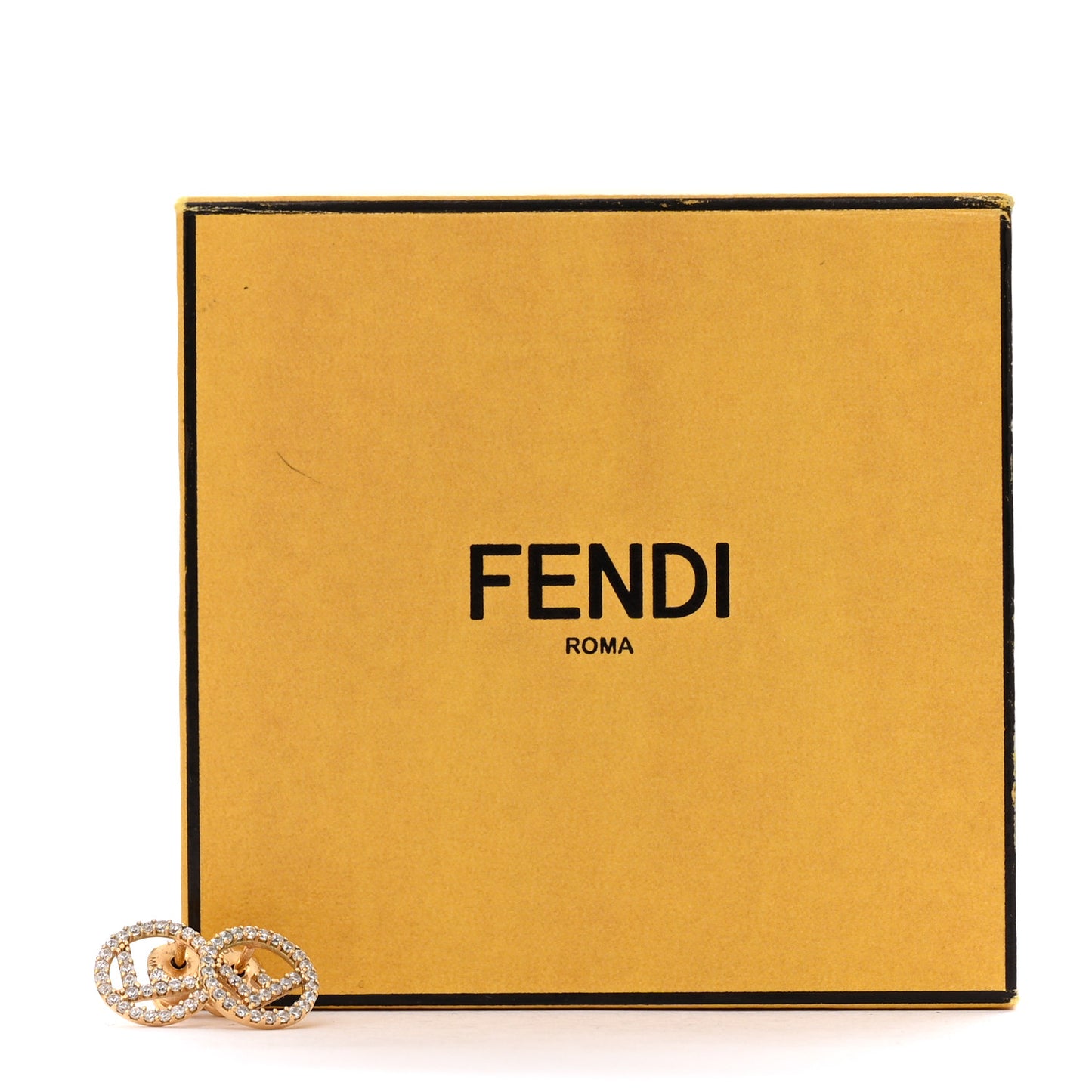 FF Crystal Round Earrings Gold