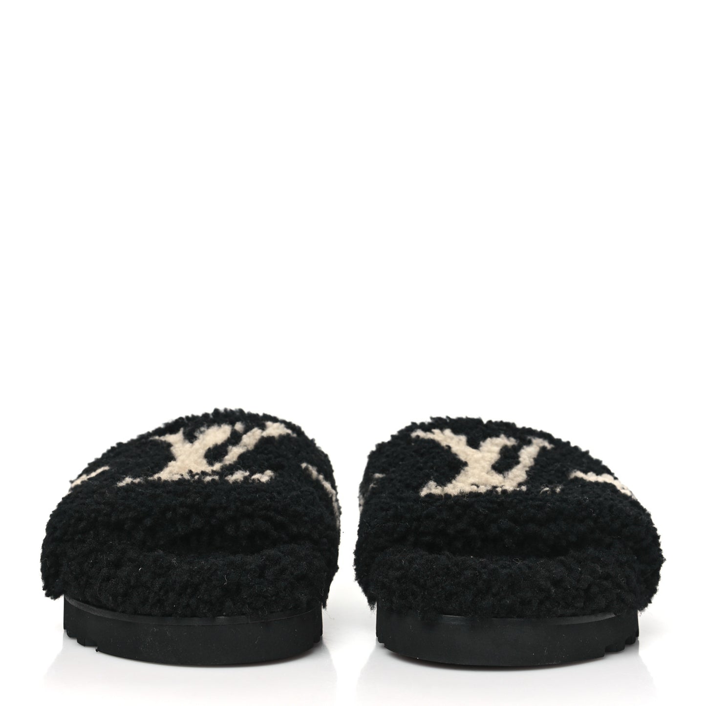Shearling Monogram Giant Paseo Flat Comfort Mule 40 Black