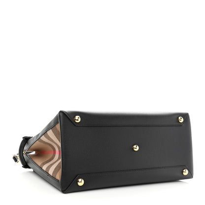 Burberry Derby Calfskin House Check Medium Banner Tote Black 4 of 10
