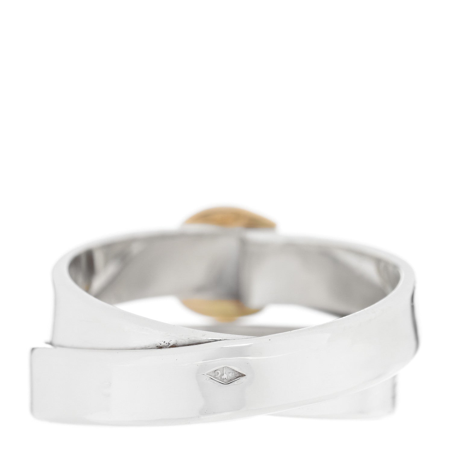 Hermes Sterling Silver 18K Yellow Gold Double Tour Buckle Ring 52 6 3 of 4