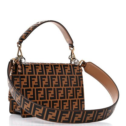 Fendi Vitello Century F is Fendi Whipstitch Threads FF Embossed Kan I Shoulder Bag Tobacco Orzo 2 of 12