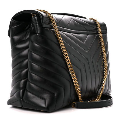 Saint Laurent Calfskin Y Quilted Monogram Large Loulou Chain Satchel Black 3 of 12