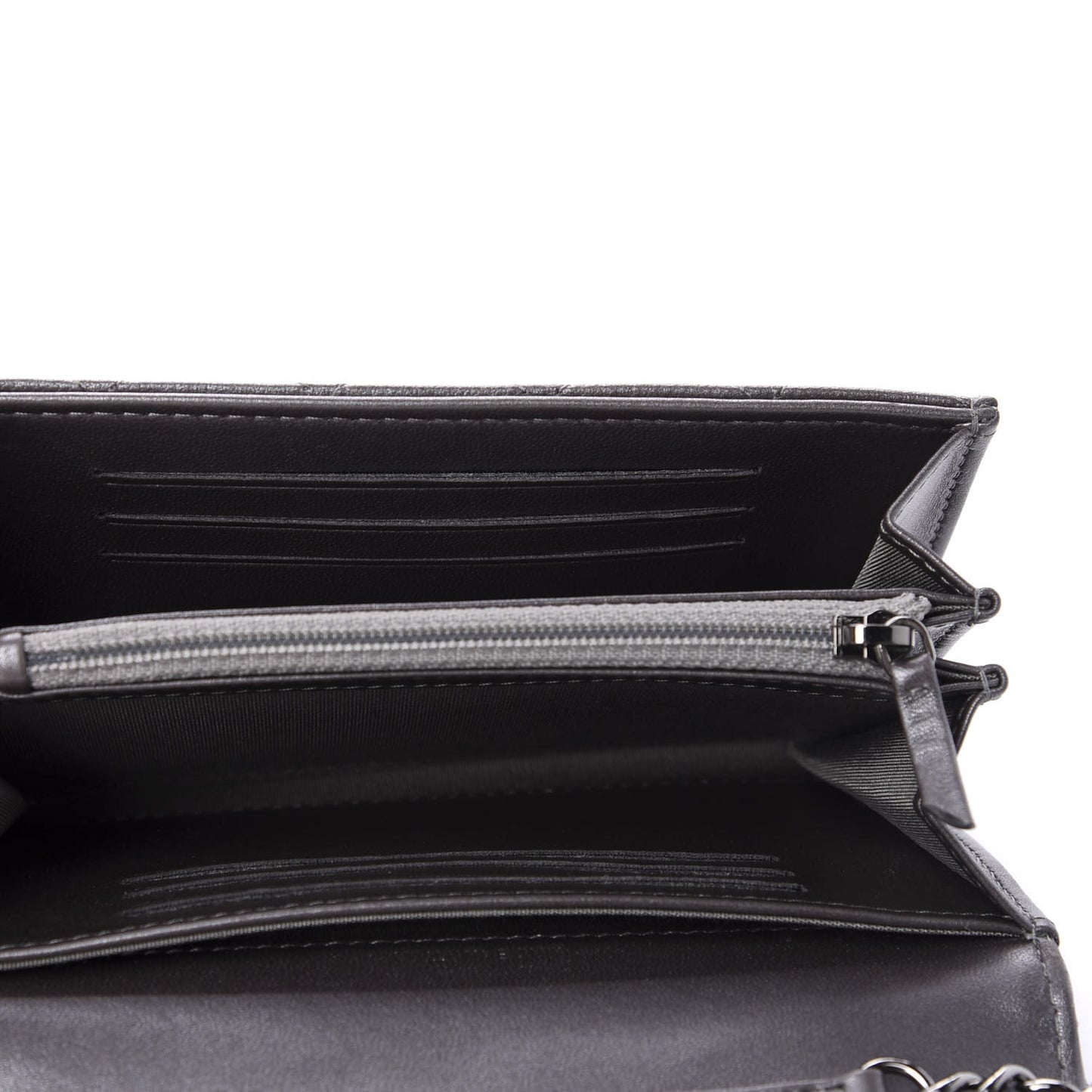 Lambskin Quilted Pearl My Shoulder Mini French Wallet On Chain WOC Silver