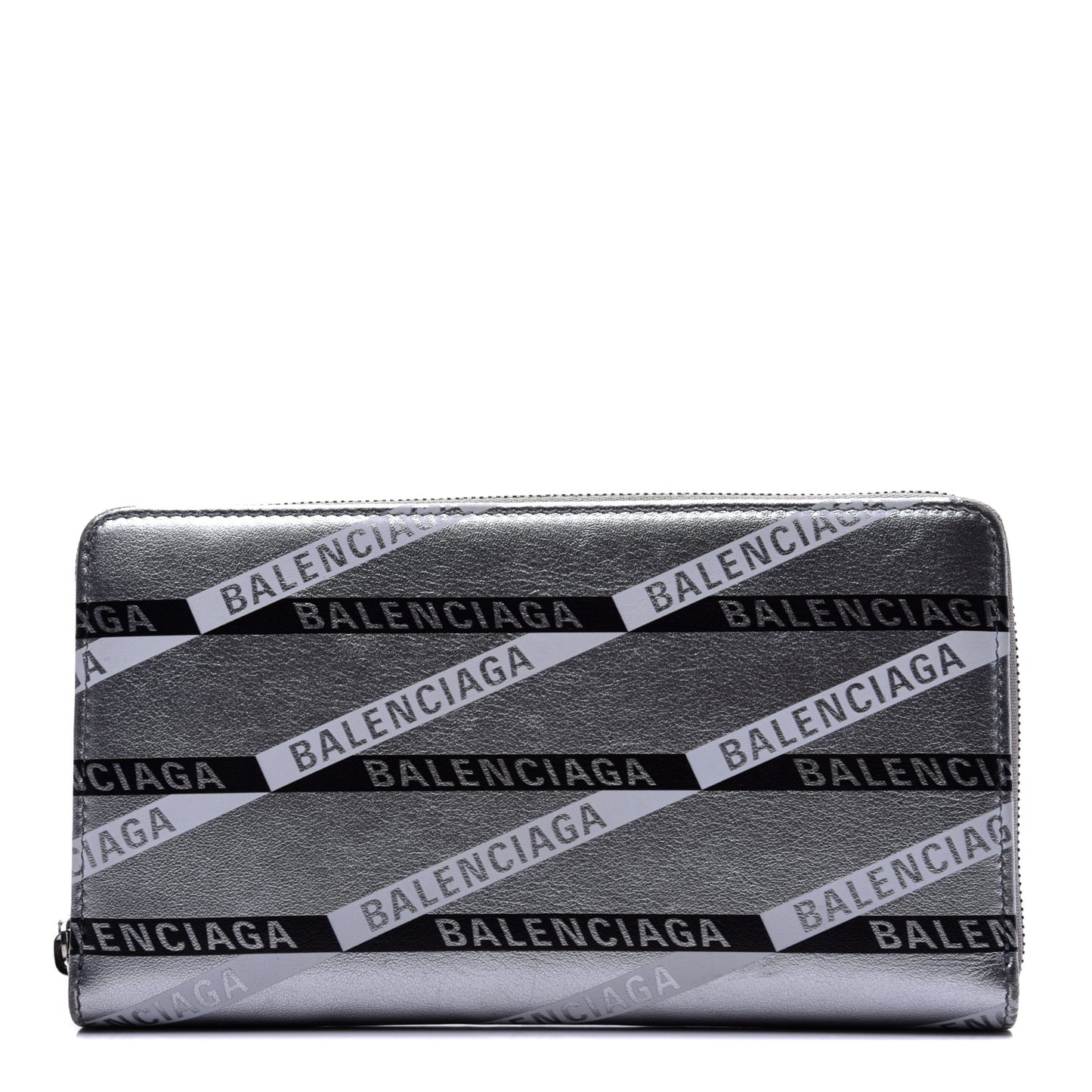 Metallic Calfskin Losange Monogram Everyday Continental Zip Around Wallet Silver Black White