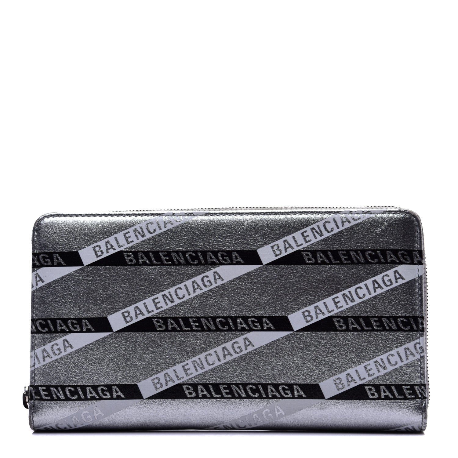 Balenciaga Metallic Calfskin Losange Monogram Everyday Continental Zip Around Wallet Silver Black White 1 of 10