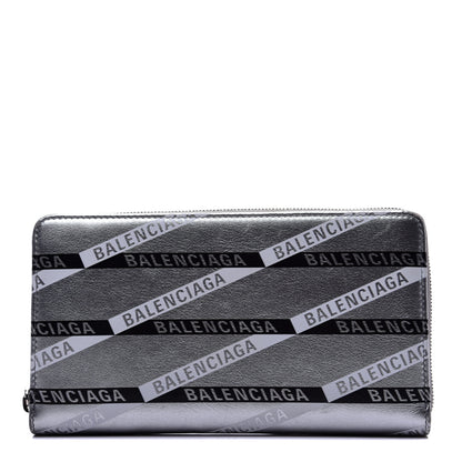 Balenciaga Metallic Calfskin Losange Monogram Everyday Continental Zip Around Wallet Silver Black White 1 of 10