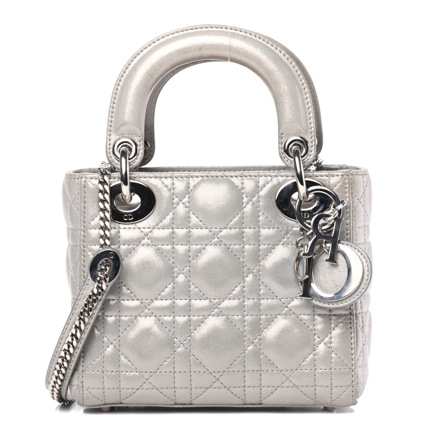 Christian Dior Metallic Lambskin Cannage Mini Lady Dior Grey 1 of 4