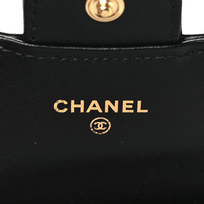 Chanel Lambskin Quilted Flap Card Holder Wallet Black 6 of 9