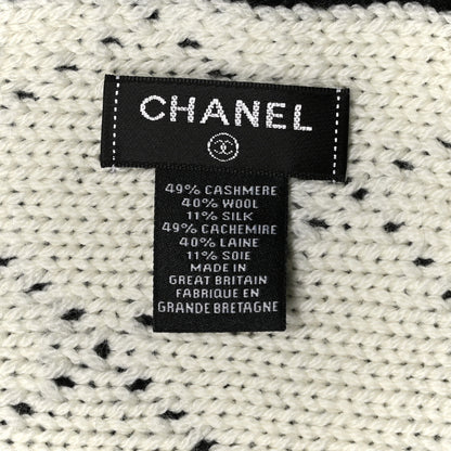 Chanel Wool Cashmere Silk CC Scarf Black White 3 of 3