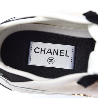 Chanel Velvet Calfskin Mixed Fibers CC Sneakers 40 Ivory 8 of 11