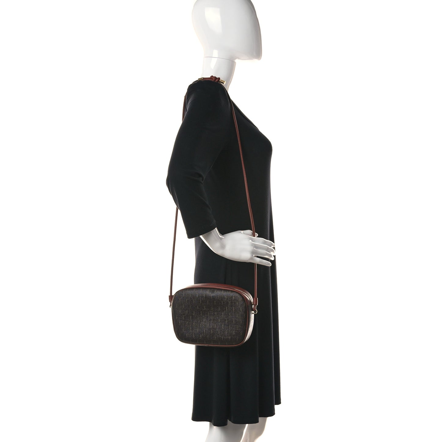 Canvas Smooth Calfskin Le Monogramme Small Camera Bag Chestnut