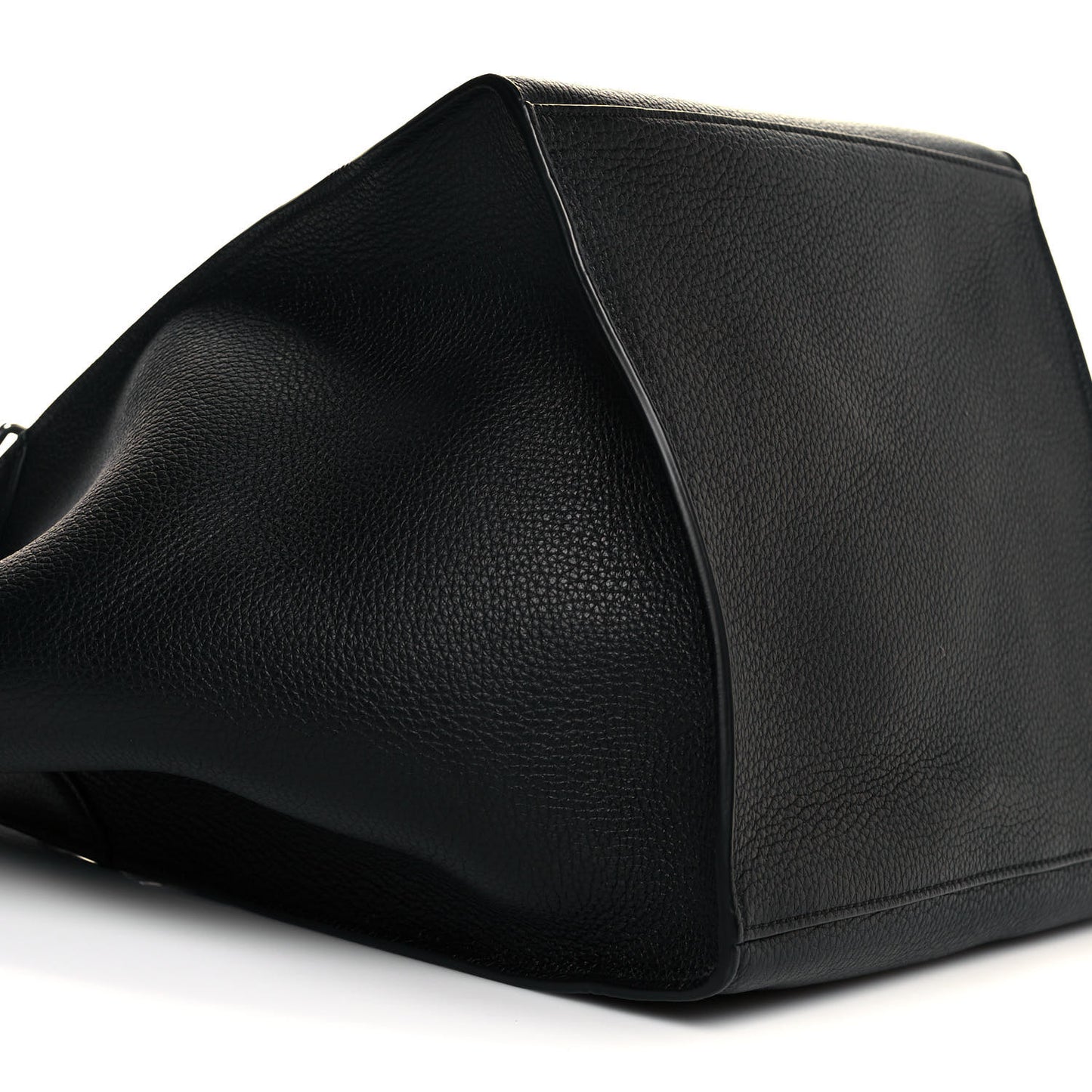 Supple Grained Calfskin Small Long Strap Big Bag Black