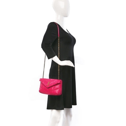 Saint Laurent Lambskin Quilted Toy Loulou Puffer Monogram Chain Satchel Bubblegum 2 of 10