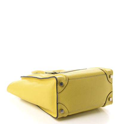 Celine Drummed Calfskin Micro Luggage Citron 4 of 14