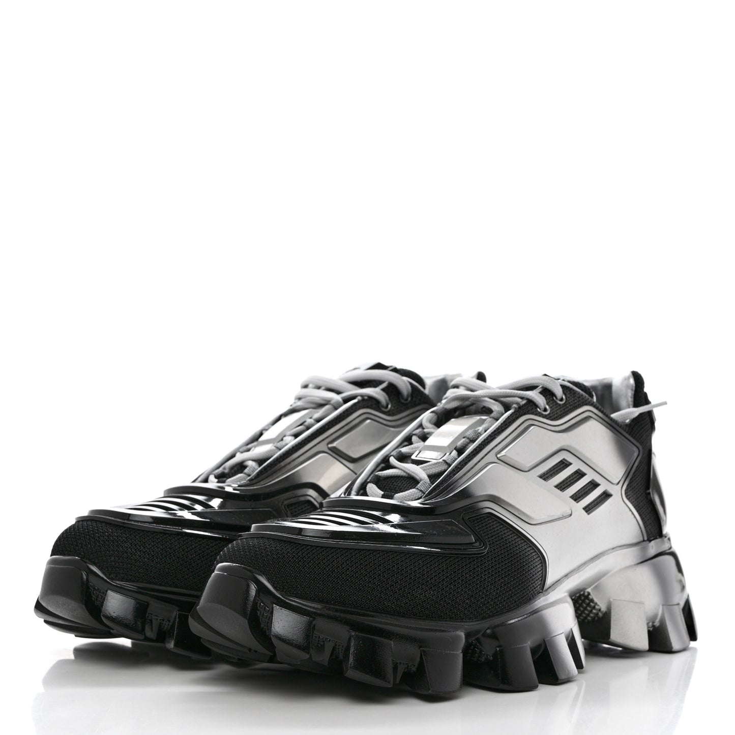 Rubber Knit Fabric Mens Cloudbust Thunder Sneakers 9 Argento Black