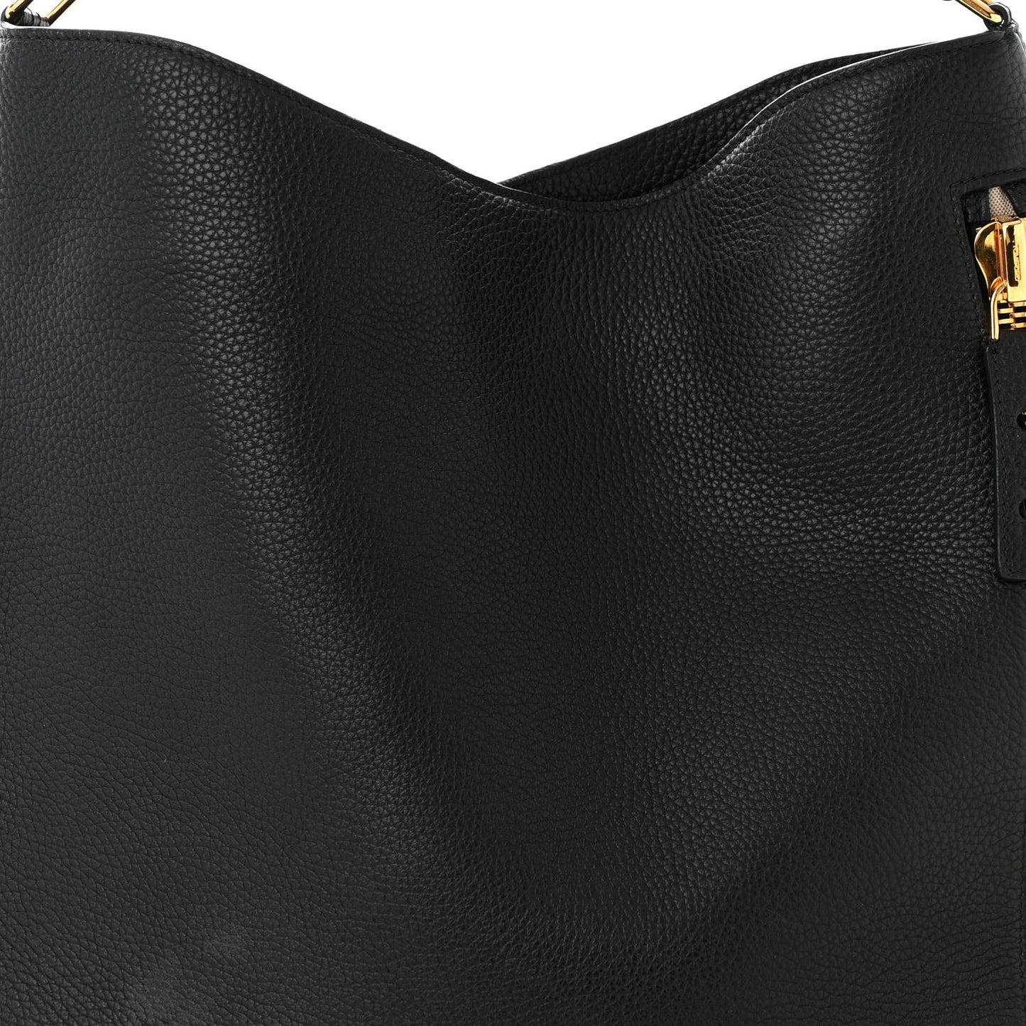 Pebbled Calfskin Small Alix Padlock Zip Hobo Bag Black