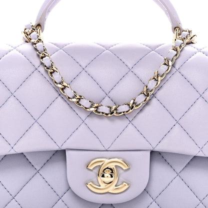 Chanel Lambskin Quilted Mini Top Handle Rectangular Flap Light Purple 8 of 10