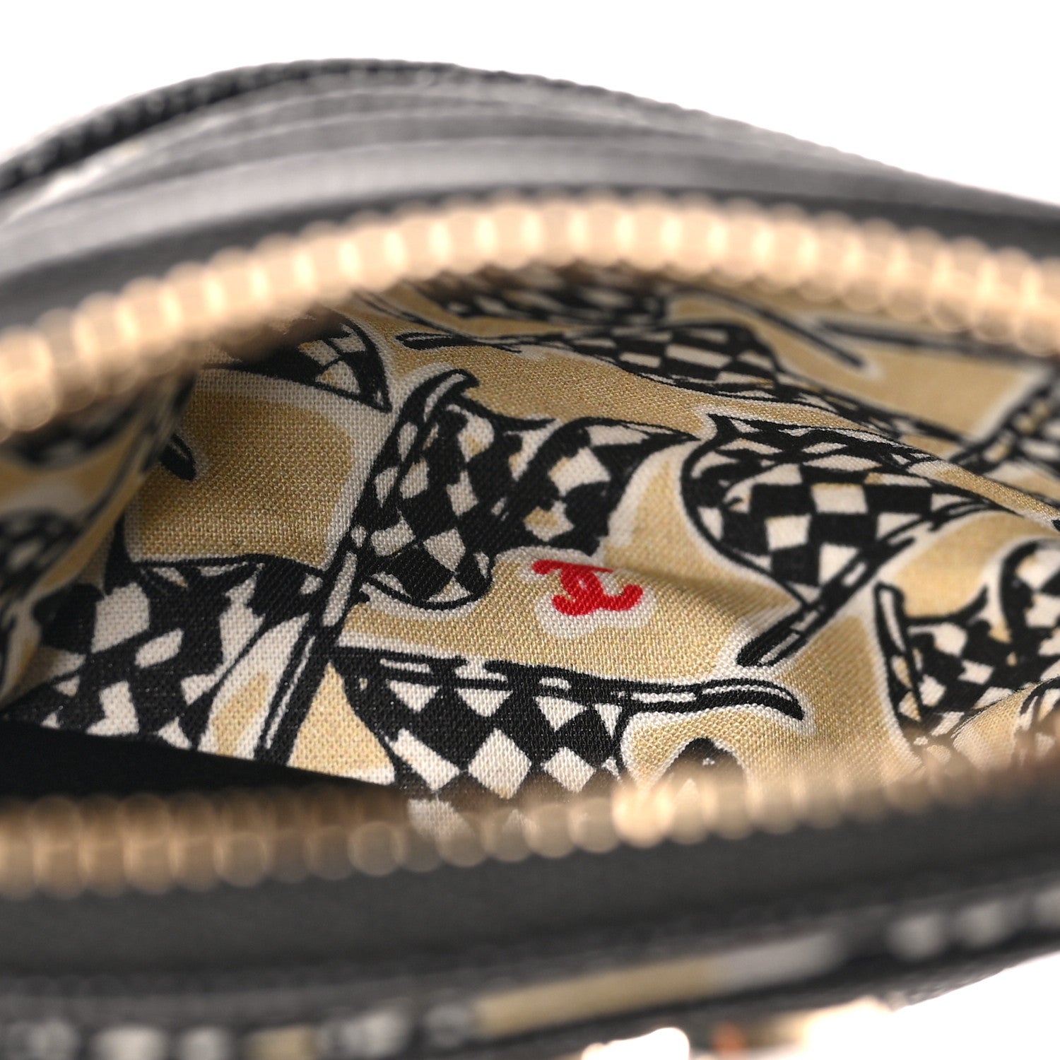 Chanel Caviar Metal Quilted Striated Zip Card Holder Wallet Black 5 of 6