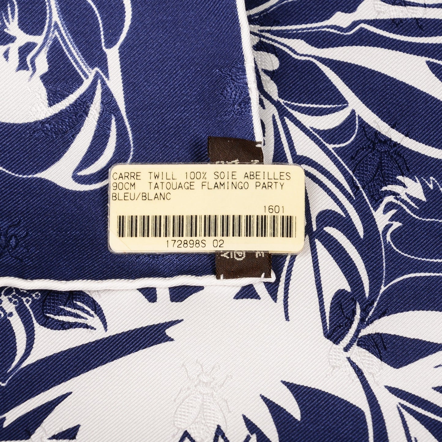 Silk Tatouage Flamingo Party Scarf 90 Bleu Blanc