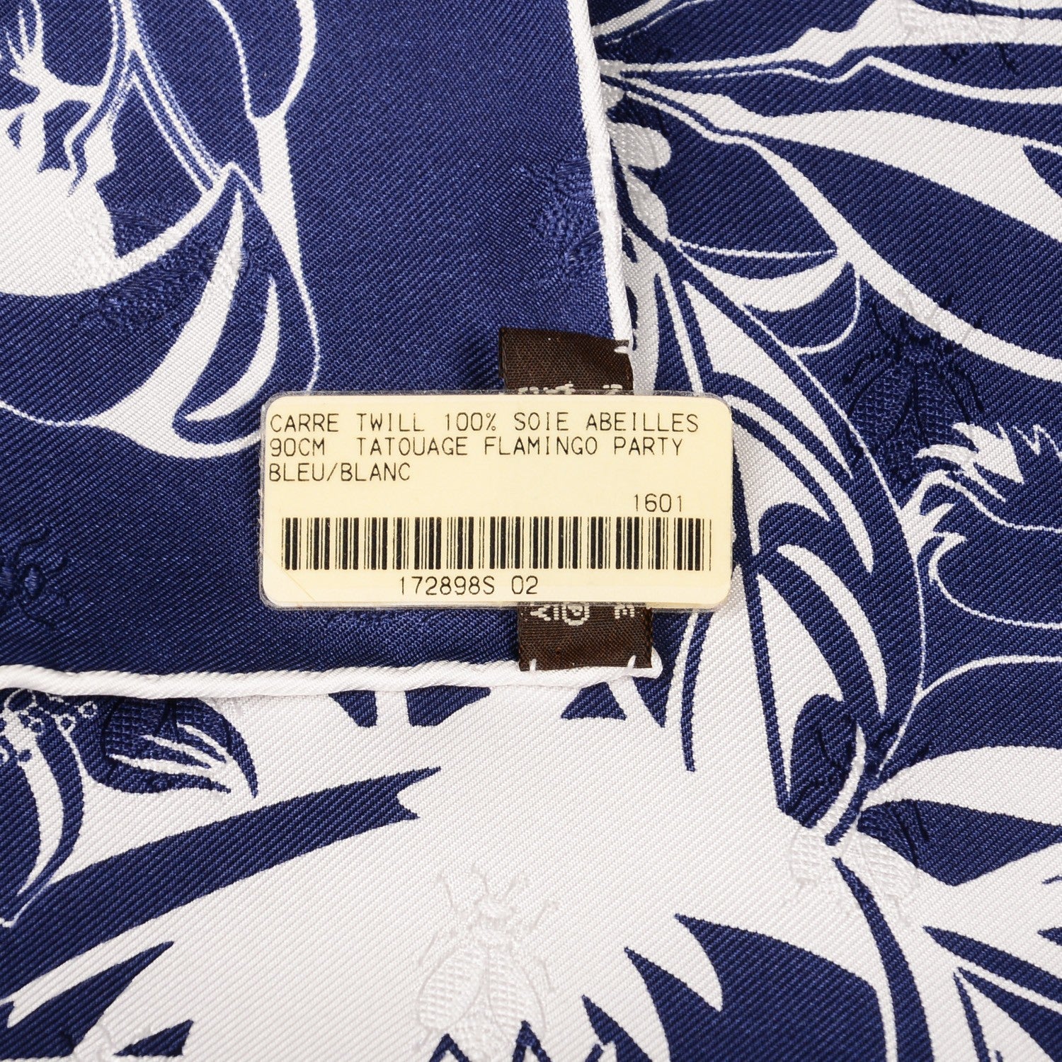 Hermes Silk Tatouage Flamingo Party Scarf 90 Bleu Blanc 6 of 6