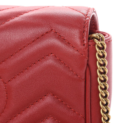 Gucci Calfskin Matelasse Super Mini GG Marmont Shoulder Bag Hibiscus Red 11 of 16
