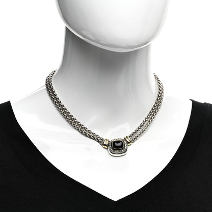 David Yurman Sterling Silver 14K Yellow Gold Black Onyx Double Wheat Chain Necklace 2 of 4