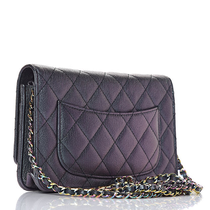 Chanel Iridescent Goatskin Quilted Wallet On Chain WOC Purple 3 of 11