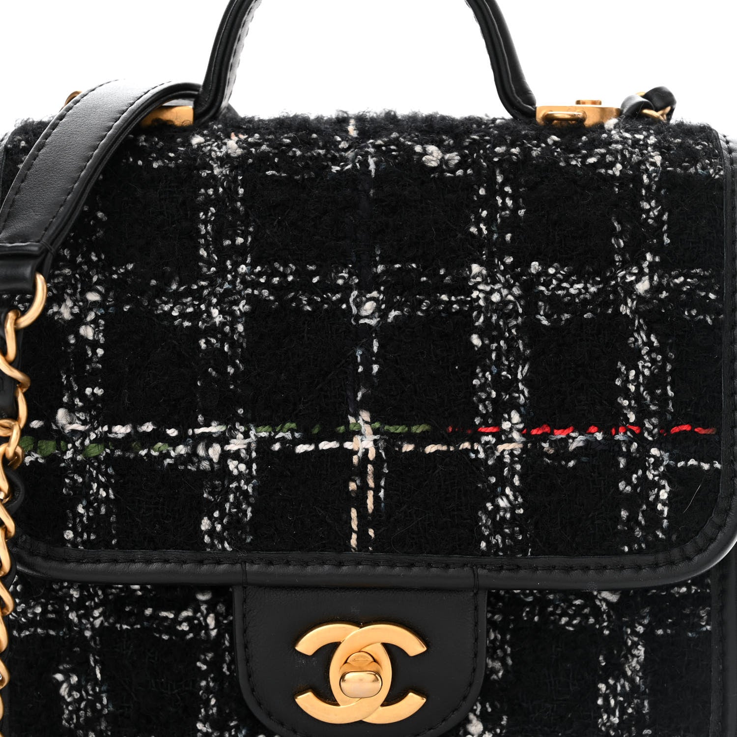 Chanel Tweed Calfskin School Memory Mini Top Handle Flap Black White Red Green Beige 8 of 11