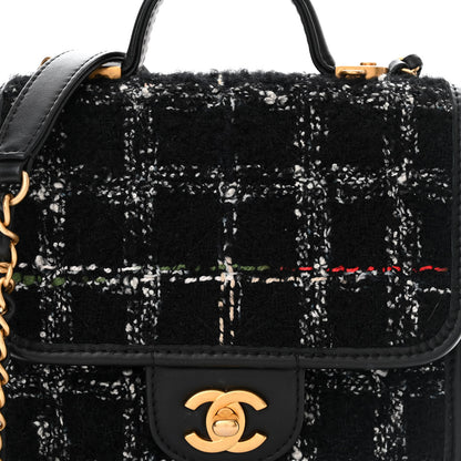 Chanel Tweed Calfskin School Memory Mini Top Handle Flap Black White Red Green Beige 8 of 11