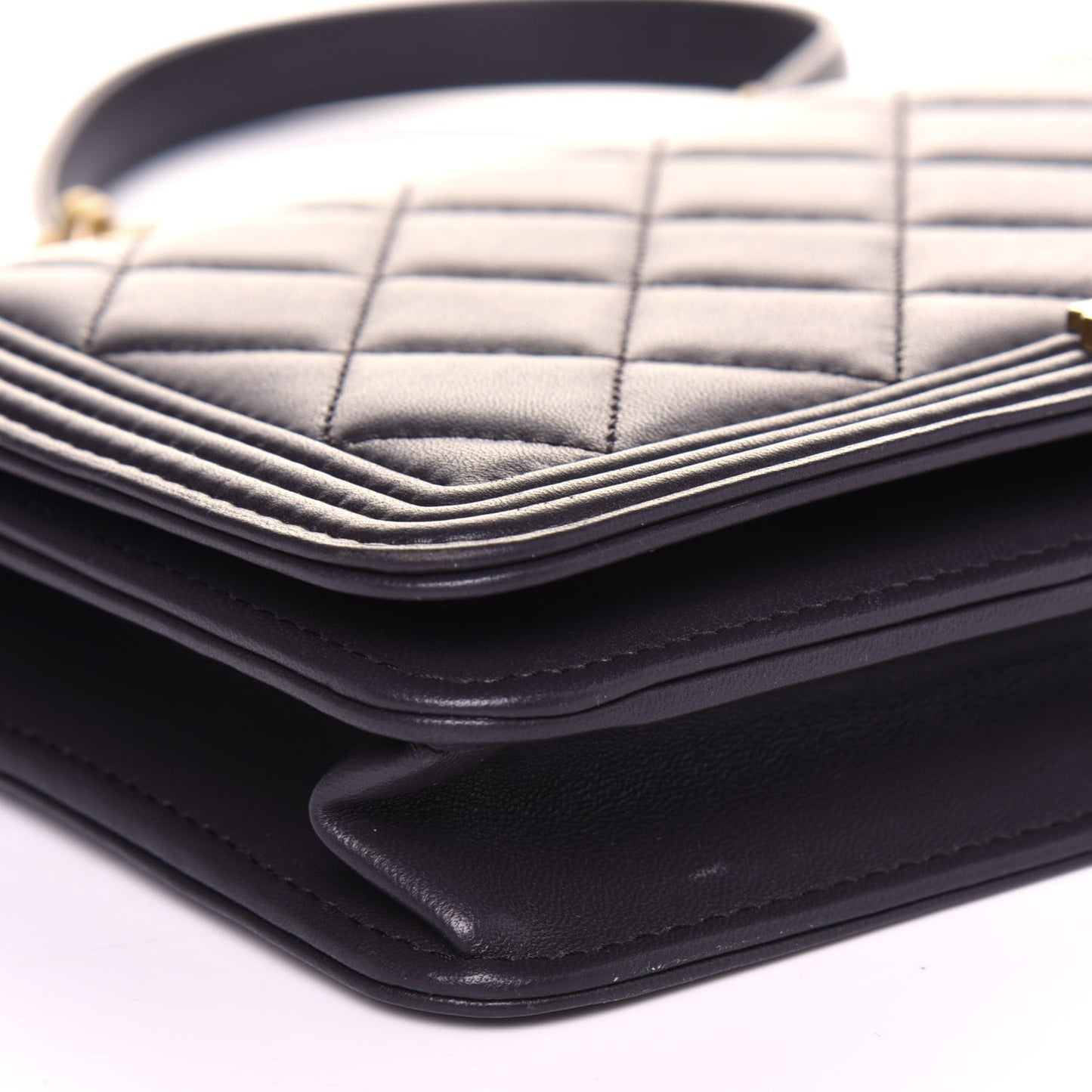 Lambskin Quilted Boy Wallet On Chain WOC Dark Grey