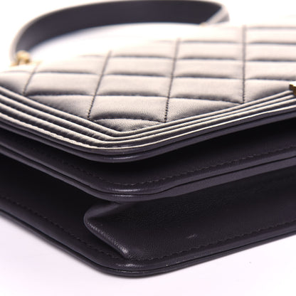 Chanel Lambskin Quilted Boy Wallet On Chain WOC Dark Grey 12 of 16