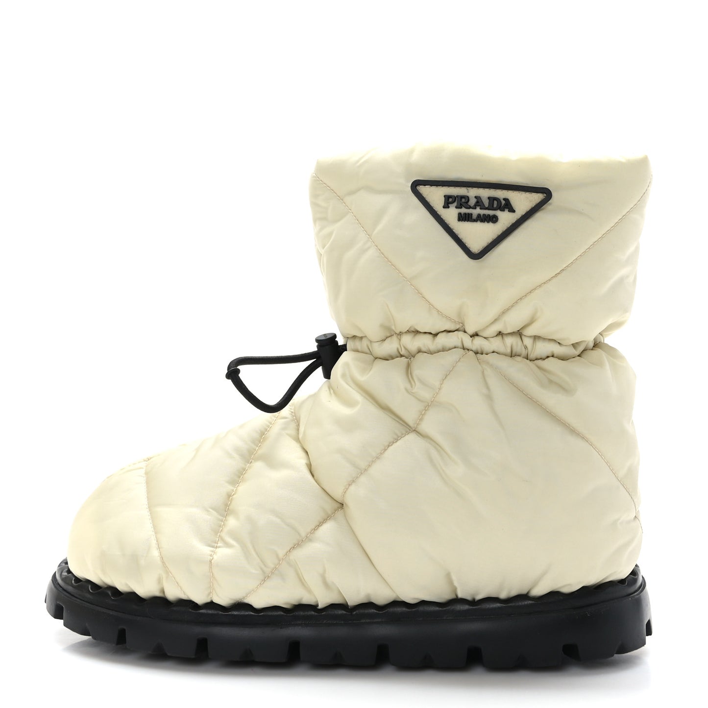 Re-Nylon Piuma Triangle Logo Padded Drawcord 20mm Snow Boots 35.5 Avorio